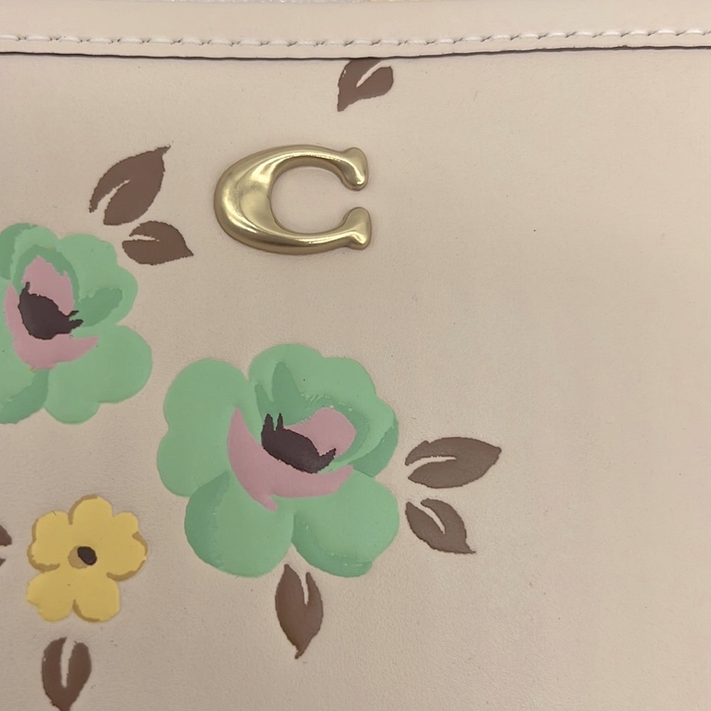 Coach Kitt Messenger Crossbody With Floral Print Brass/Ivory Multi - Picture 7 of 16